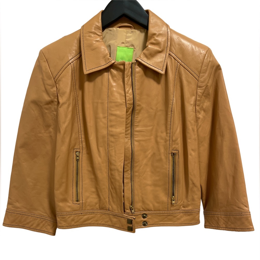 BNWT CITRINE leather motorcycle jacket with zippers